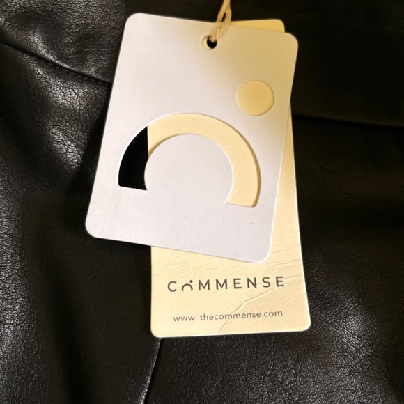 NWT Black White Asymmetric Patchwork Faux Leather Chiffon Pleated Midi Skirt - Picture 6 of 6